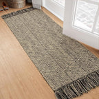 Collive Hallway Runner Rug, 2x5 Washable Natural/Black Modern Entryway Runner Rug Hand-Woven Cotton Boho Kitchen Runner Rugs for Bedroom Laundry Room Rug Front Door Farmhouse Bathroom Rug Outdoor