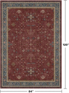 Oriental 7x10 Large Area Rugs for Bedroom Under Bed - Burgundy Rug for Living Room, Dining Room Under Kitchen Table, Washable Soft Non Slip Boho Indoor Décor