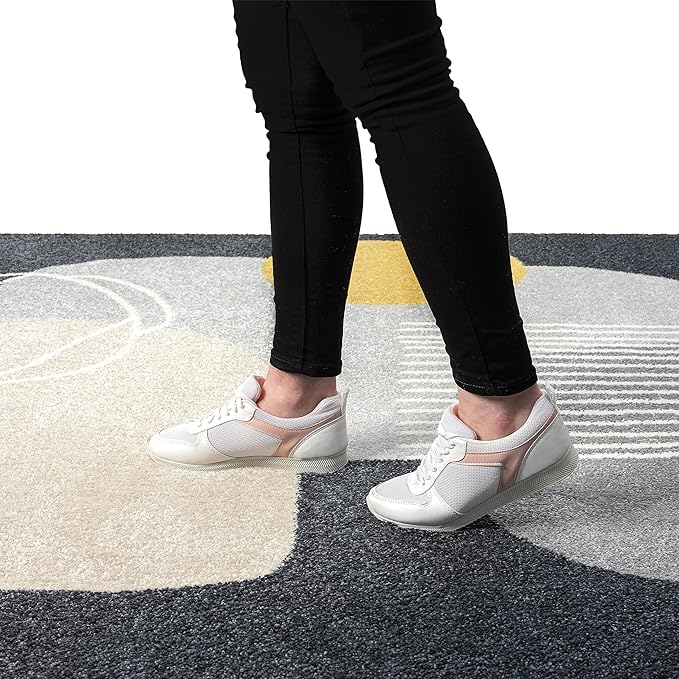Abani Deco Collection Area Rug - Grey Minimalist Design -6' x 9' - Easy to Clean - Durable for Kids and Pets - Non-Shedding - Medium Pile - Soft Feel - for Living Room, Bedroom & Office