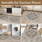 Tangsoo 2x5 Washable Runner Rug for Hallways, Non Slip Vintage, Soft Low Pile Long Runner, Print Distressed Grey Runners for Kitchen Bedroom Entryway Bathroom Living Room