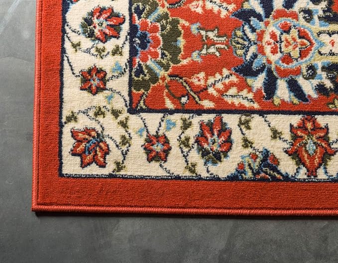 Unique Loom Espahan Collection Area Rug - Cape Cod (7' 1" x 10' Rectangle, Terracotta/ Black)