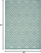 Nourison Home Versatile Aqua Teal 5' x 7' Area Rug - Easy Clean, Non Shedding, Bed Room, Living Room, Dining Room, Kitchen (5' x 7')