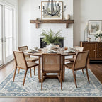 5x7 Area Rug Machine Washable Boho Rug for Living Room,Ultra-Thin Low Pile Carpet,Lightweight Indoor Printed Rug,Non Slip Floral Area Rug for Bedroom, Dining Room, Home Office,Light Blue