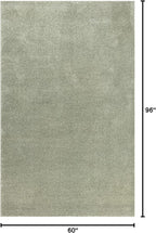 Eyely UES100O-5 Supersoft Haze Solid Low-Pile Indoor Area Rug Casual;Contemporary;Solid;Traditional, Bedroom, Kitchen, Living Room, Easy-Cleaning, Non-Shedding, 5 X 8, Green
