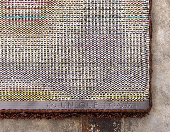 Unique Loom Solid Shag Collection Area Rug (5' 3" x 8' Rectangle, Chocolate Brown)