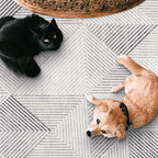 ReaLife Rugs Machine Washable Area Rug - Living Room Bedroom Bathroom Kitchen Entryway Office - Padded Low Pile Stain Resistant Premium - Modern Geometric Contemporary - Miles - Gray 4' x 6'