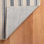 Dash & Albert Nimes Ticking Neutral Machine Washable Rug, 8.5 X 11.5 Feet, Blue Stripe Pattern