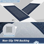 BEQHAUSE Indoor Door Mat 24" x 60", Dirt Trapper Door Mats Non-Slip Entryway Rugs Washable, Resist Dirt Absorbent Welcome Mat, Low Profile Floor Mats for Front Back Door and Entryway, Blue