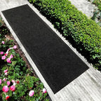 English Home Custom Size Anti Slip Charcoal Striped Design Light Weight Durable TPR Backing Thin Pile Runner Rug (26" x 5')