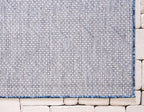 Unique Loom Outdoor Trellis Collection Area Rug - Tribal Trellis (4' 1" x 6' 1" Rectangle, Blue/ Ivory)