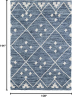 Dash & Albert Kota Indigo Handwoven Wool Rug, 8.5 X 11.5 Feet, Blue Geometric Pattern