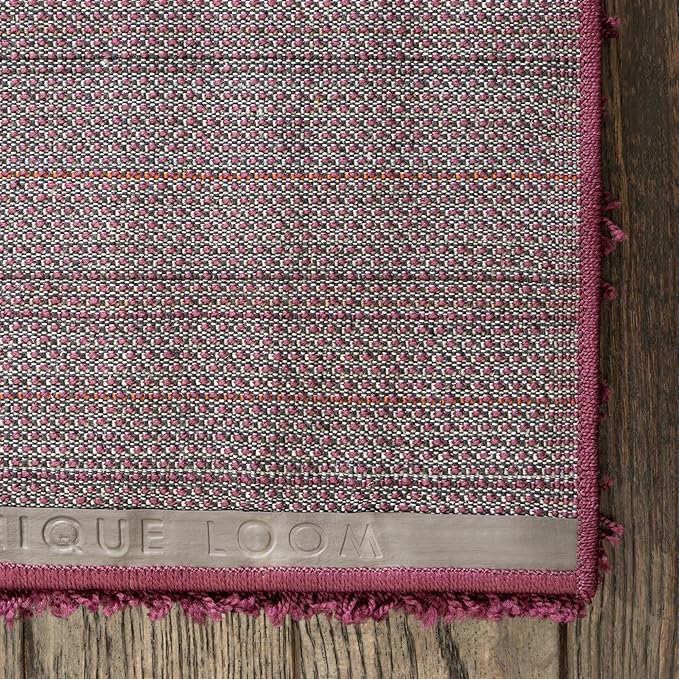 Unique Loom Solid Shag Collection Area Rug (2' 7" x 10' Runner, Eggplant Purple)