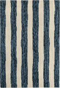 Dash & Albert Silas Stripe Navy Hand Micro Hooked Wool Rug, 7.5 X 9.5 Feet, Blue Stripe Pattern - Premium Luxury Hotel Quality Soft Breathable Hypoallergenic Machine Washable Easy Care All Season