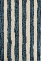 Dash & Albert Silas Stripe Navy Hand Micro Hooked Wool Rug, 7.5 X 9.5 Feet, Blue Stripe Pattern - Premium Luxury Hotel Quality Soft Breathable Hypoallergenic Machine Washable Easy Care All Season