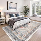zesthome 5x8 Area Rugs for Living Room,Non-Slip Backing Washable Rugs,Vintage Large Area Rug，Stain Resistant Home Decor Rug (Multi,5'x8')
