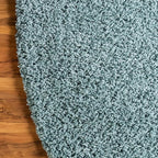 Unique Loom Solid Shag Collection Area Rug (7' 10" x 10' Oval, Light Slate Blue)