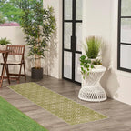 Nourison Home Nourison Essentials Green Ivory 2'2" x 7'6" Area Rug - Easy Clean, Non Shedding, Bed Room, Living Room, Dining Room, Kitchen (8' Runner)