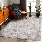 Area Rug 5'x7' Washable Rug Traditional Floor Cover Thin Retro Kitchen Indoor Distressed Non Slip Carpet for Living Room Bedroom Dining Room
