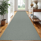 EARTHALL Extra Long Runner Rug 3x16 Ft Washable Runners for Hallways Cotton Non Slip Entryway Runner Braided Kitchen Runner Indoor Outdoor Carpet Runners for Hotels, Hall, Stair, Green/Grey