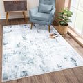 Bloom Rugs Caria Washable Non-Slip 5x7 Rug - Ivory/Silver/Blue Modern Abstract Area Rug for Living Room, Bedroom, Dining Room, and Kitchen - Exact Size: 5' x 7'