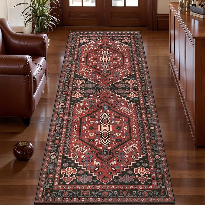 Ciicool Washable Non Slip Runner Rug, 2x6ft Hallway Rug Vintage Kitchen Rugs Oriental Carpet for Entrance Bedroom Bedside Living Room Laundry Bathroom Decor