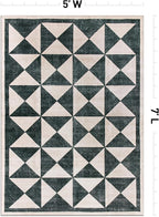 Rugshop Geometric Diamond Washable Non Slip Area Rug 5' x 7' Cream