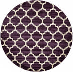 Rugs.com Lattice Collection Rug – 8 Ft Round Purple Medium-Pile Rug Perfect for Kitchens, Dining Rooms