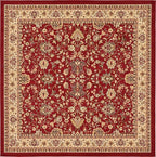 Unique Loom Sialk Hill Collection Area Rug - Washington (7' 10" Square Burgundy/Cream)