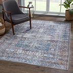 Bloom Rugs Washable 5' x 7' Rug - Slate Gray/Blue Traditional Area Rug for Living Room, Bedroom, Dining Room, and Kitchen - Exact Size: 5' x 7'