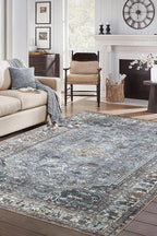 Keen Home Design 10x14 Rug - Machine Washable Area Rug with Non-Slip Backing, Ideal for Living Room, Dining Room, Bedroom - Vintage, Easy Clean, Durable, Low Pile Rug - (9'7" x 14')