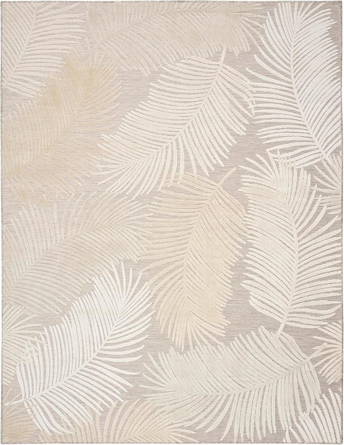 Nourison Home Suncoast Beige 9' x 12' Area Rug - Easy Clean, Non Shedding, Bed Room, Living Room, Dining Room, Kitchen (9' x 12')