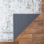Bloom Rugs Washable Non-Slip 7 ft Runner - Beige/Blue Traditional Runner for Entryway, Hallway, Bathroom, and Kitchen - Exact Size: 2.5' x 7'