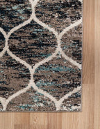 Rugs.com Lattice Frieze Collection Rug – 10' x 14' Blue Multi Medium Rug Perfect for Living Rooms, Large Dining Rooms, Open Floorplans