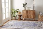 Home Dynamix Premium Sakarya Traditional Medallion Border Area Rug, Country Blue, 3'7"x5'2" Rectangle