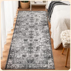Istana Hallway Runner Rug 2.5x8 - Dark Grey Kitchen Rugs Non Slip Washable -Silk's Soft Touch Carpet Runner - Stylish Rugs for Home
