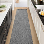 Collive Long Hallway Runner Rug 2.6' x 10', Washable Runners Indoor Entryway Rug, Black/Cream Braided Woven Kitchen Rugs Low-Profile Front Door Floor Carpet for Laundry Room Bedroom Doorway