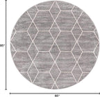 Unique Loom Trellis Frieze Collection Area Rug - Geometric (7' Round, Light Gray/ Ivory)