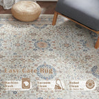 jinchan Area Rug 3x5 Washable Entryway Rug Distressed Orange Multi Vintage Floral Kitchen Print Floor Cover Indoor Doormat Retro Bathroom Living Room Bedroom Office Farmhouse