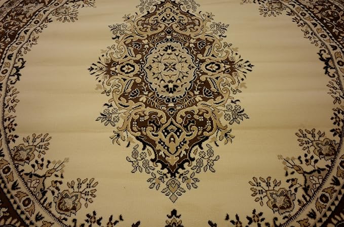 Unique Loom Reza Collection Traditional Persian Style Area Rug, 8' 0" x 8' 0", Ivory/Brown