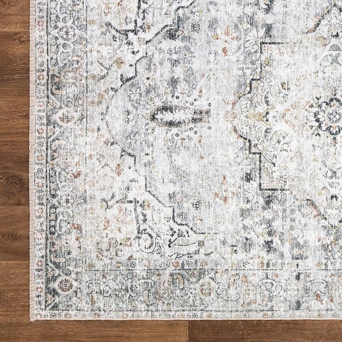 Bloom Rugs Caria Washable Non-Slip 8x10 Rug - Ivory/Gray/Caramel Traditional Area Rug for Living Room, Bedroom, Dining Room, and Kitchen - Exact Size: 7'8" x 10'