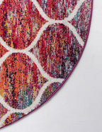 Rugs.com Lattice Frieze Collection Rug – 7' Round Multi Medium Rug Perfect for Kitchens, Dining Rooms