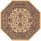 Unique Loom Sialk Hill Collection Area Rug - Washington (5' 3" Octagon Ivory/Black)