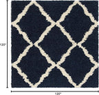 SAFAVIEH Dallas Shag Collection Area Rug - 10' Square, Navy & Ivory, Trellis Design, Non-Shedding & Easy Care, 1.5-inch Thick Ideal for High Traffic Areas in Living Room, Bedroom (SGD257N)
