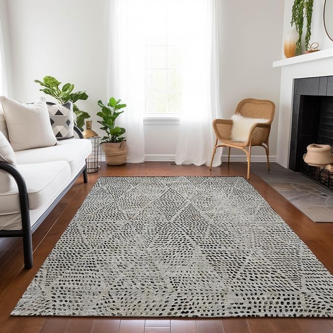 Addison Rugs Chantille ACN591 Gray 9' x 12' Indoor Outdoor Area Rug, Easy Clean, Machine Washable, Non Shedding, Bedroom, Living Room, Dining Room, Kitchen, Patio Rug