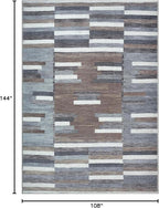 Bloom Rugs Washable Non-Slip 9' x 12' Rug - Blue/Brown Striped Area Rug for Living Room, Bedroom, Dining Room, and Kitchen - Exact Size: 9' x 12'