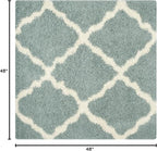 SAFAVIEH Dallas Shag Collection Area Rug - 4' Square, Seafoam & Ivory, Trellis Design, Non-Shedding & Easy Care, 1.5-inch Thick Ideal for High Traffic Areas in Living Room, Bedroom (SGD257C)