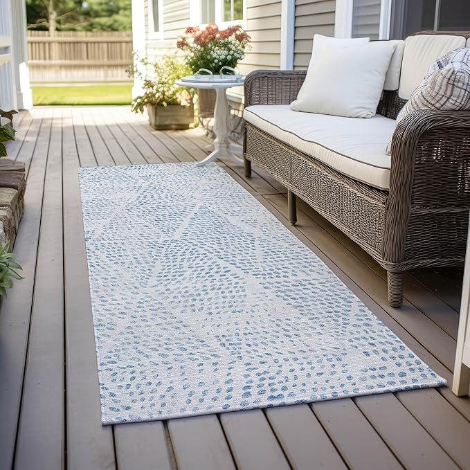 Addison Rugs Chantille ACN591 Denim 2'3" x 7'6" Indoor Outdoor Hallway Runner Rug, Stain Resistant Washable Kitchen Area Carpet for Bathroom, Laundry and Bedroom Rug