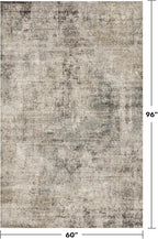 5x8 Dark Rug for Living Room, Vintage Unique Area Rug for Mudroom, Home Office, Dining Room, Washable Non Slip Brown Taupe Décor