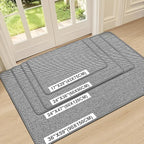 Ultra Thin Door Mat Indoor Entrance 24"x47", Low-Profile Indoor Door Mat, Non Slip Entry Mat Rubber Backing Unique Herringbone Design Inside Doormat Dirt Trapper Entryway Mats, Grey