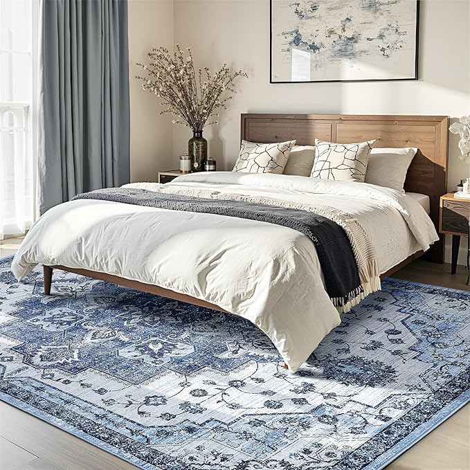 Area Rug 5x7,Boho Vintage Oriental Washable Rugs,Collapsible Area Rug for Bedroom, Entryway, Kitchen, Bathroom